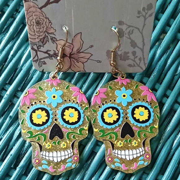 Jewelry - Colorful Sugar Skull Earrings
